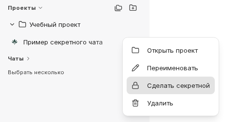Секретные чаты: сделать проект секретным